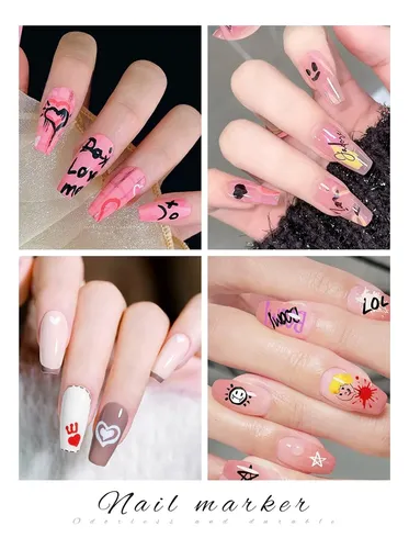 Set 6 Colores Para Arte En Uñas 3d Con Pincel Y Puntero