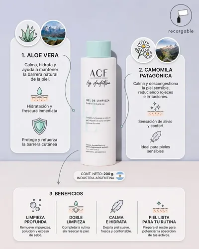 Set Gel De Limpieza Acf + Serum Vol 4 Acf + Vincha Skincare