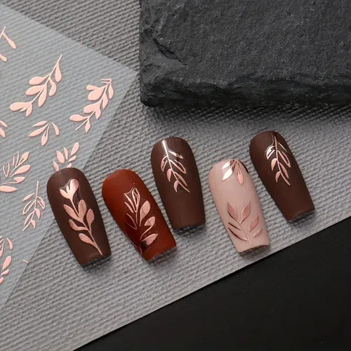 Decoración Uñas 2 Piezas Hojas Metálicas Autoadhesivas
