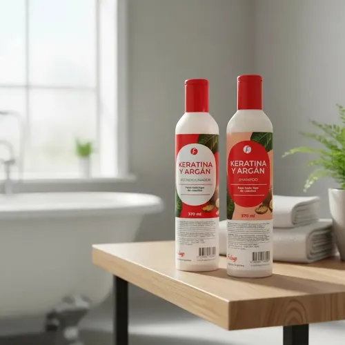 Shampoo + Acondicionador Keratina Y Argan Frilayp X370ml.