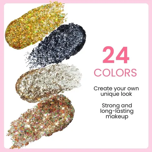 Paleta De Sombras Glitter 24 Colores Evpct