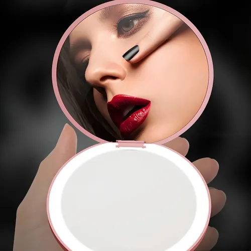 Espejo Maquillaje Con Led Portátil Viajes Recargable Usb-c Blanco