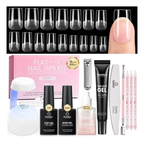 Kit De Uñas En Gel Beetles Flat-x 320pims 16 Tallas