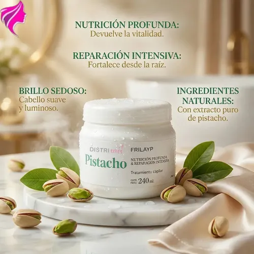 Mascara Capilar Pistacho Natural Frilayp X240g Profesional – Humectante Hidratante Con Nutrientes Esenciales Ideal Cabello Dañado y Seco – Cuidado Intensivo