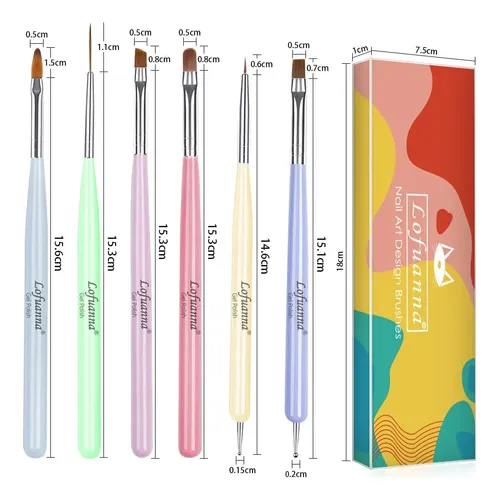 Lofuanna Set 6 Brochas Nail Tips Gel Extensión