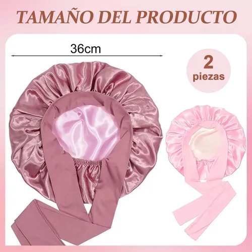 A Gorro Turbante Satén For Dormir 2 Piezas Rosa . Pink-2pcs