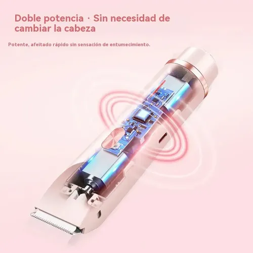 Depiladora Rasuradora Mujer Eléctrica Doble Cabeza2in1 Rosa