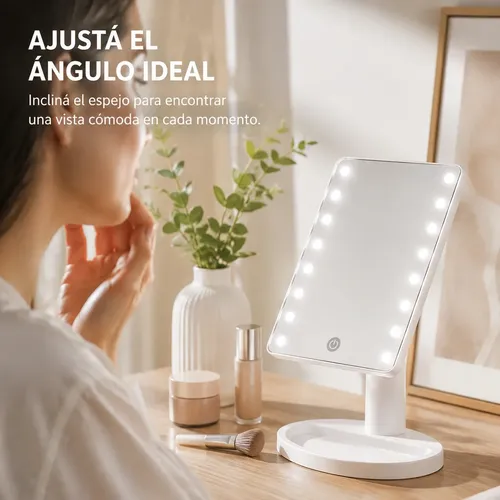 Espejo Con Luz Led Maquillaje De Mesa Portatil Tactil