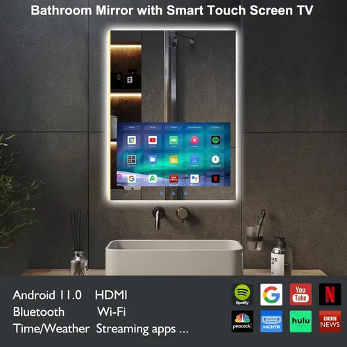 Espejo Baño 24×32 Led Táctil Antivaho Wifi Bluetooth