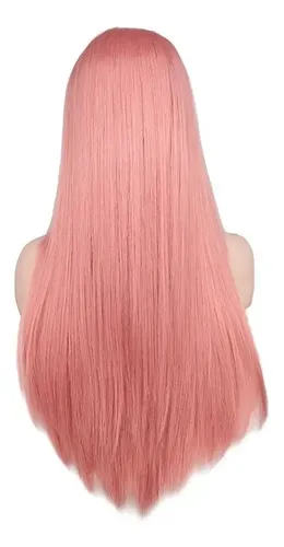 Peluca Lacia Rosa Fibra Sintetica Cosplay Drag Oncológica
