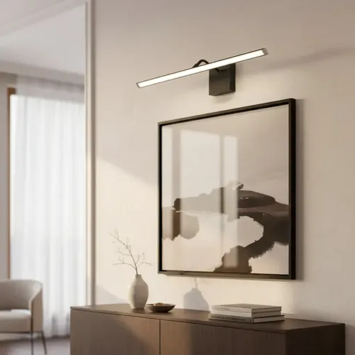 Aplique De Pared Led 50 Cm Movil Direccionable Para Baño Espejo Negro Luz Fría 220V