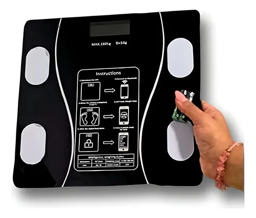 Balanza Digital Bluetooth Lelong 180kg Mide Grasa Corporal Negro