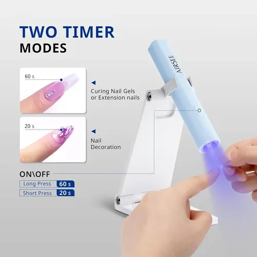 Lámpara Uv Portátil Recargable Azul Con Temporizador