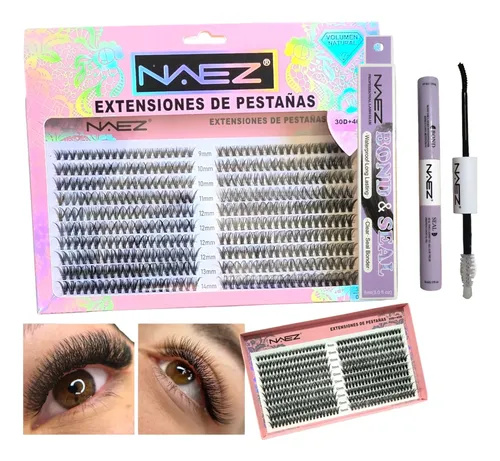 Kit Extensiones De Pestañas Diy Cluster Naez 2 Estilos