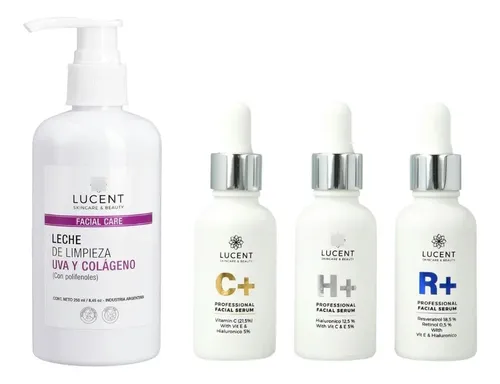 Kit Facial Lucent de Limpieza Profunda e Hidratación con 3 Serums