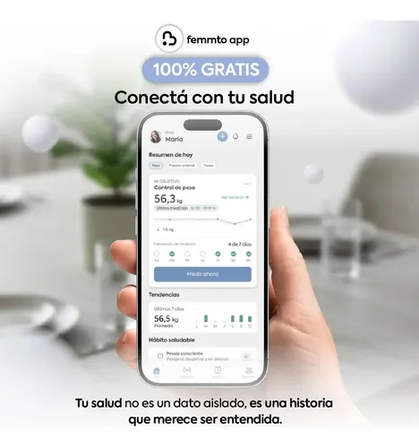 Balanza Digital Con Bluetooth Personal De Baño Peso Corporal 180 Kg Diseño Minimalista Femmto