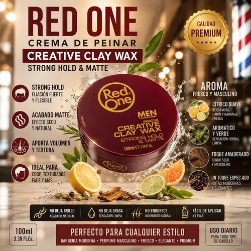 Red One Creative Cera Efecto Matte Barberia Volumen Textura