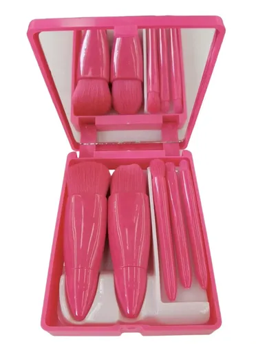 Set 5 Brochas Con Espejo Para Base Polvo Y Ojos