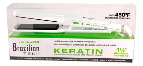 Plancha De Pelo Babyliss Brazilian Blanca Placas Titanium