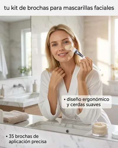 Brocha Para Mascarilla Facial 35 Uds Cerdas Suaves Cuidado