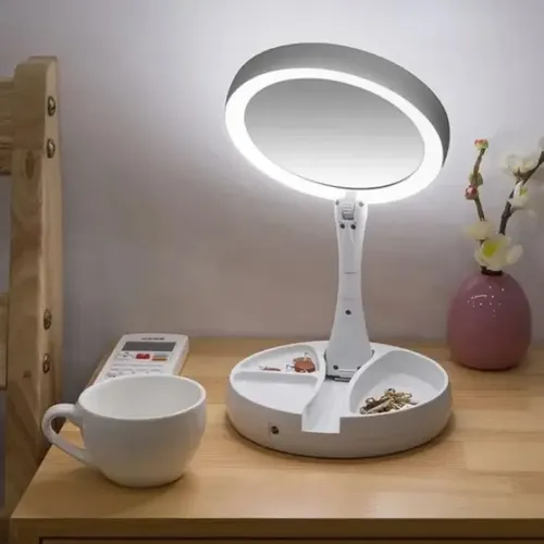 Espejo Para Maquillaje Con Luz Led Usb Organizador Marco Blanco