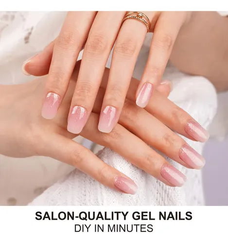 Tiras De Uñas De Gel Danni & Toni Semi Curadas Rosa Blanco D