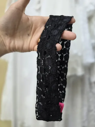 Vincha Diadema Tela Encaje Elastizada Accesorio Depelo Calad Negro Circulos