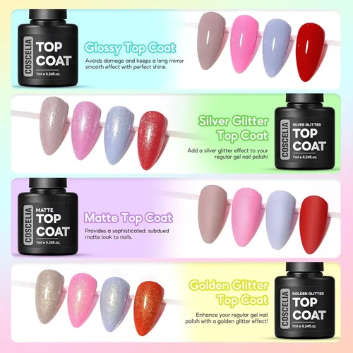 Kit Uñas Gel 55 Colores Uv Base Top Coat Brillos