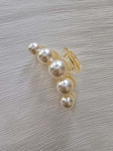 Gancho Pinza Broche Clip Pelo Grande Transparente Perlas
