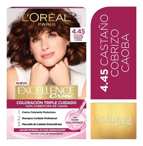 Kit Tintura Excellence Creme Tono 4.45 Castaño Cobrizo Caoba