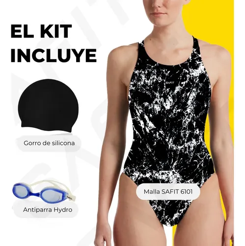 Malla Enteriza Mujer Safit + Gorro + Antiparra