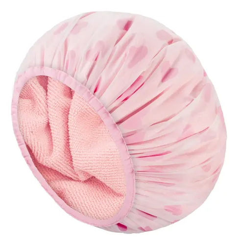 Auban Gorro De Ducha, Gorro De Ducha Para Mujer, Forro De Tela De Rizo Eva, Exterior, Reutilizable, Doble Capa, Impermeable, Gorro De Pelo De Baño Grande Para Todas Las Longitudes De Cabello (rosa)