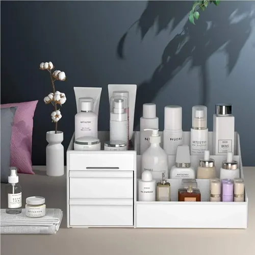 Organizador de Maquillaje y Cosméticos con 2 Cajones para Escritorio