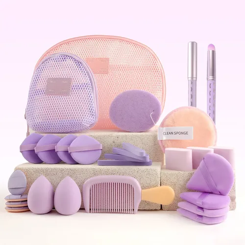 Set De 28 Piezas, Esponjas, Brochas, Herramientas De Belleza