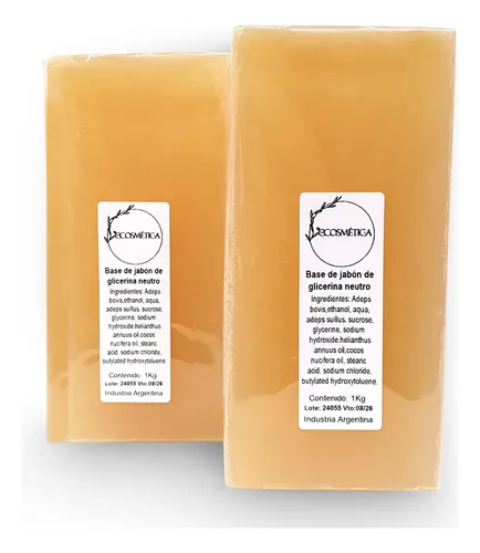 Barra 1 Kg De Jabón Glicerina Neutro Premium Ecosmetica