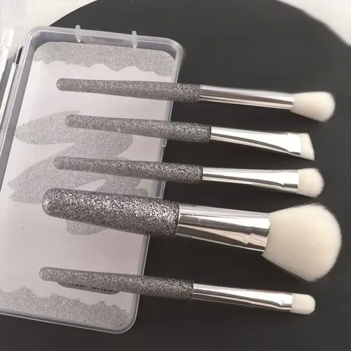 Juego De Brochas De Maquillaje Para Ojos Con Mango Brillante