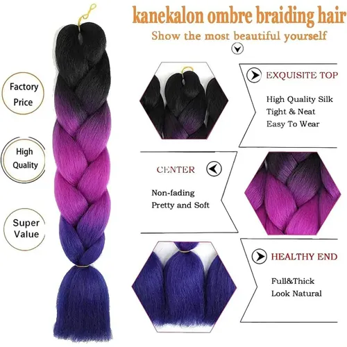 3 Paquetes De Cabello Sintético Para Trenzar 24 Pulgadas