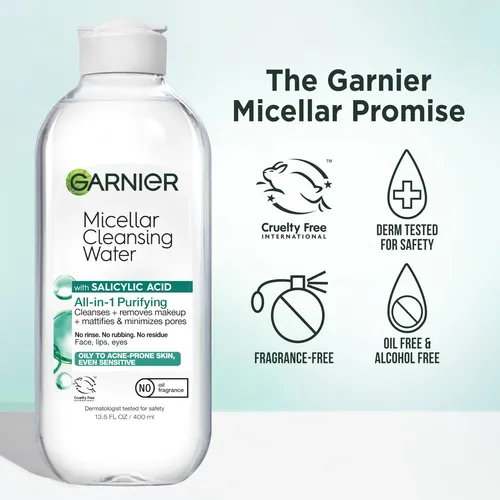 Agua Micelar Garnier Con Ácido Salicílico 400 Ml Para Pieles