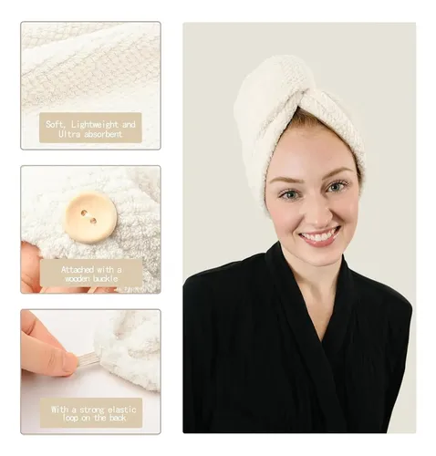 Paquete De 4 Gorros Microsecos Grandes Para Cabello: Superab