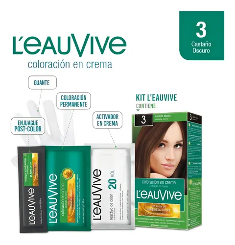 L’eau Vive Kit Tintura Coloración En Crema Tono 3 castaño oscuro