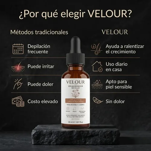 Serum Reductor De Vello Velour Piel Suave Sin Dolor 30ml 1u.
