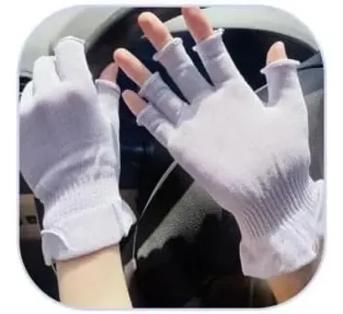 Guantes Algodón Sin Dedos Morados Hidratantes Para Dormir