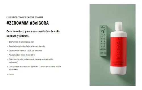 Tintura Igora Zero Amm Ammonia-free Libre De Amoniaco 60ml