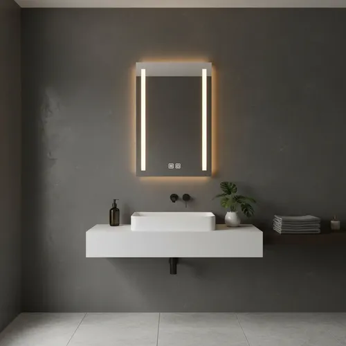 Espejo Vertical Luz Led 50x70cm Desempañador Touch Baño Rect