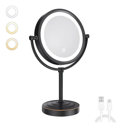 Espejo De Maquillaje Gurun Recargable Con Luz Led Y Aumento