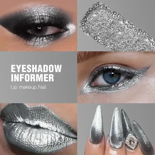 Afflano Sombra Glitter Plateada Gris Plata Intensa