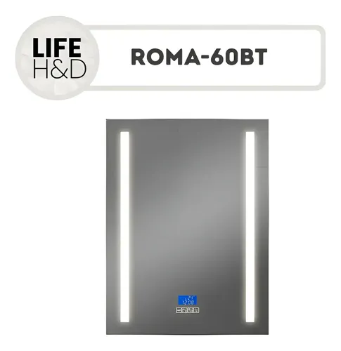 Espejo Rectangular Luz Led Desempañador Baño 80×60 Bluetooth