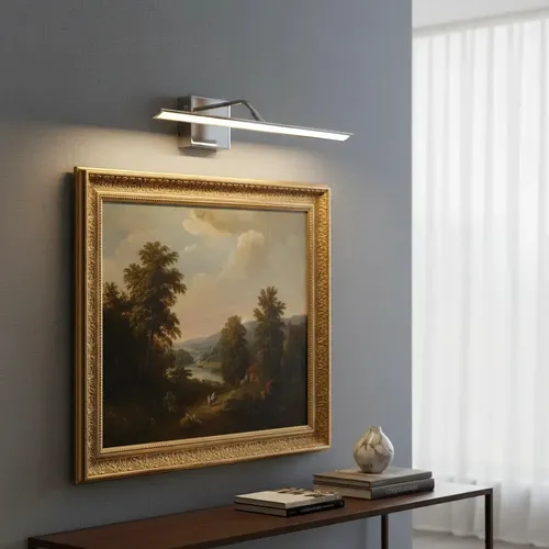Aplique Pared Cuadros Movil Led 60 Cm Baño Espejos Luz Calida Direccionable Acero Gioluce