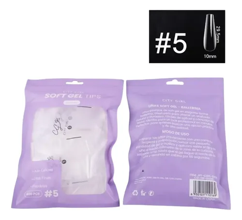 Tips Soft Gel Ballerina (viene Unico Número 5) Transparente
