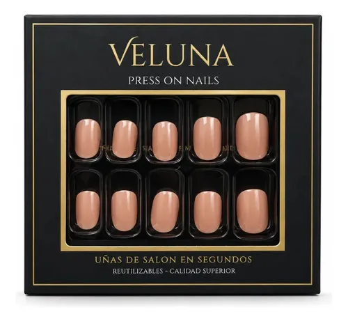 Uñas Press On Cortas Veluna Soft Gel Redondeadas Reutilizables – Nude